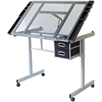 Stationery Island Dunbar Mesa de Dibujo para Arte y Diseño – Mesa Dibujo Reclinable de Cristal Transparente con…